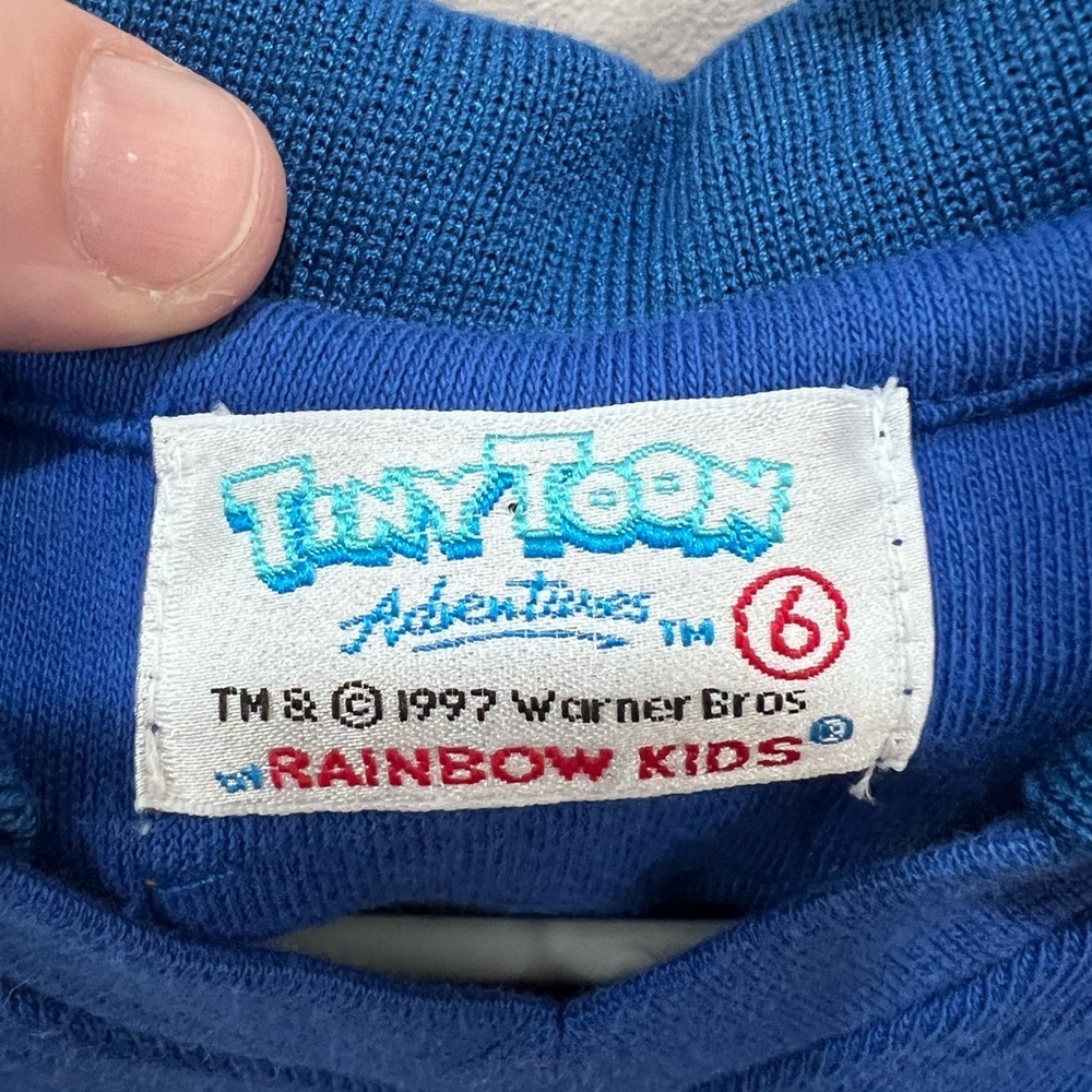 🏀 Vintage 90s Tiny Toons Buster Bunny Space Jam Style Dress Size 6 Blue Black - Picture 4 of 12